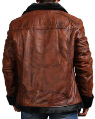 B3 Bomber Brown Leather Jacket with Fur lining