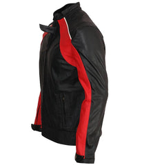 Men’s Motocross Red and Black Leather Jacket