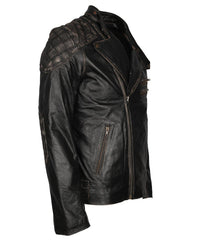 Skull Crossbones Quilted Leather Motorcycle Jacket