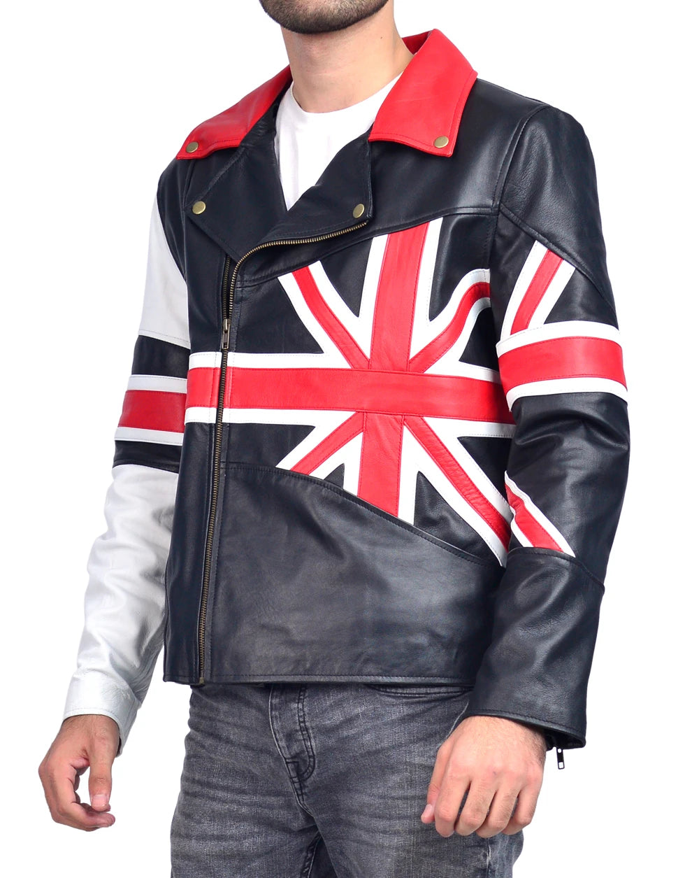 Union Jack British Flag Real Leather Jacket