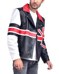 Union Jack British Flag Real Leather Jacket