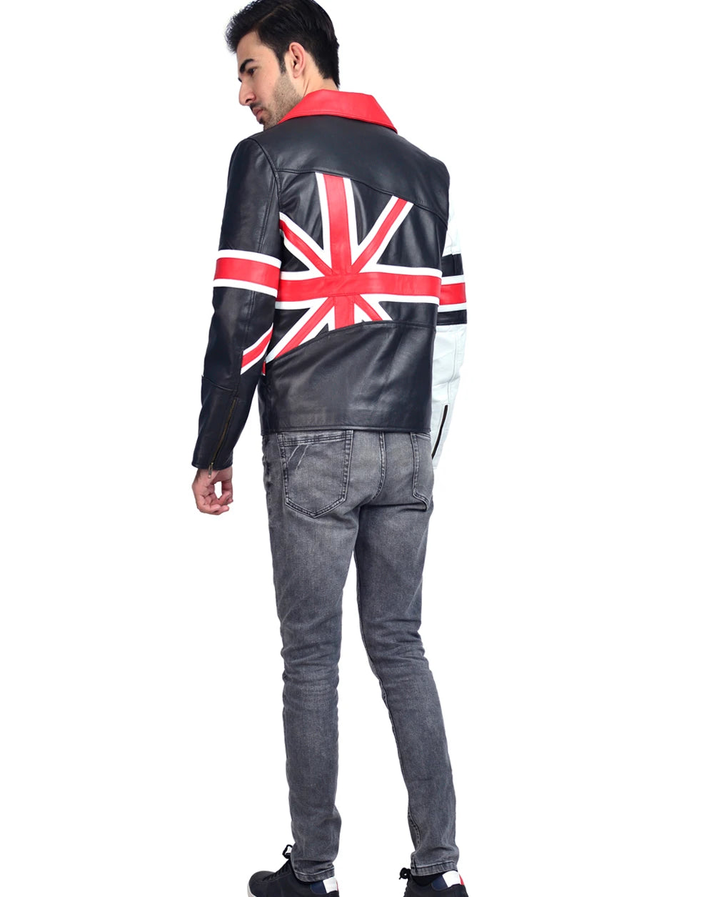 Union Jack British Flag Real Leather Jacket