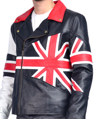 Union Jack British Flag Real Leather Jacket