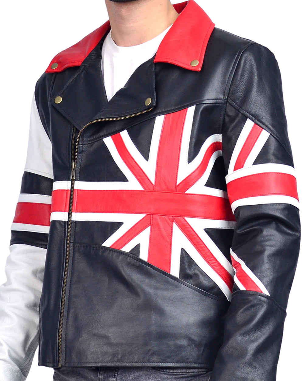 Union Jack British Flag Real Leather Jacket