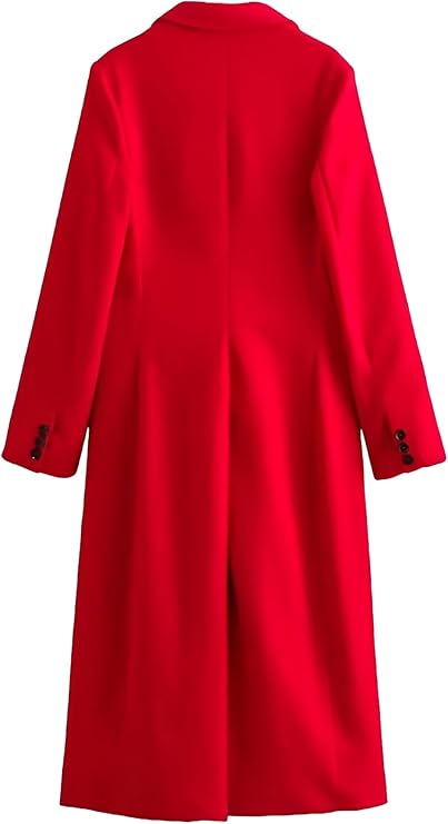 Red Wool Trench Coat Chic Winter Outerwear for Ladies