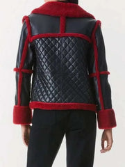 Women’s Aviator Pilot Style B3 Shearling Black & Red Jacket