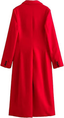 Red Wool Trench Coat Chic Winter Outerwear for Ladies