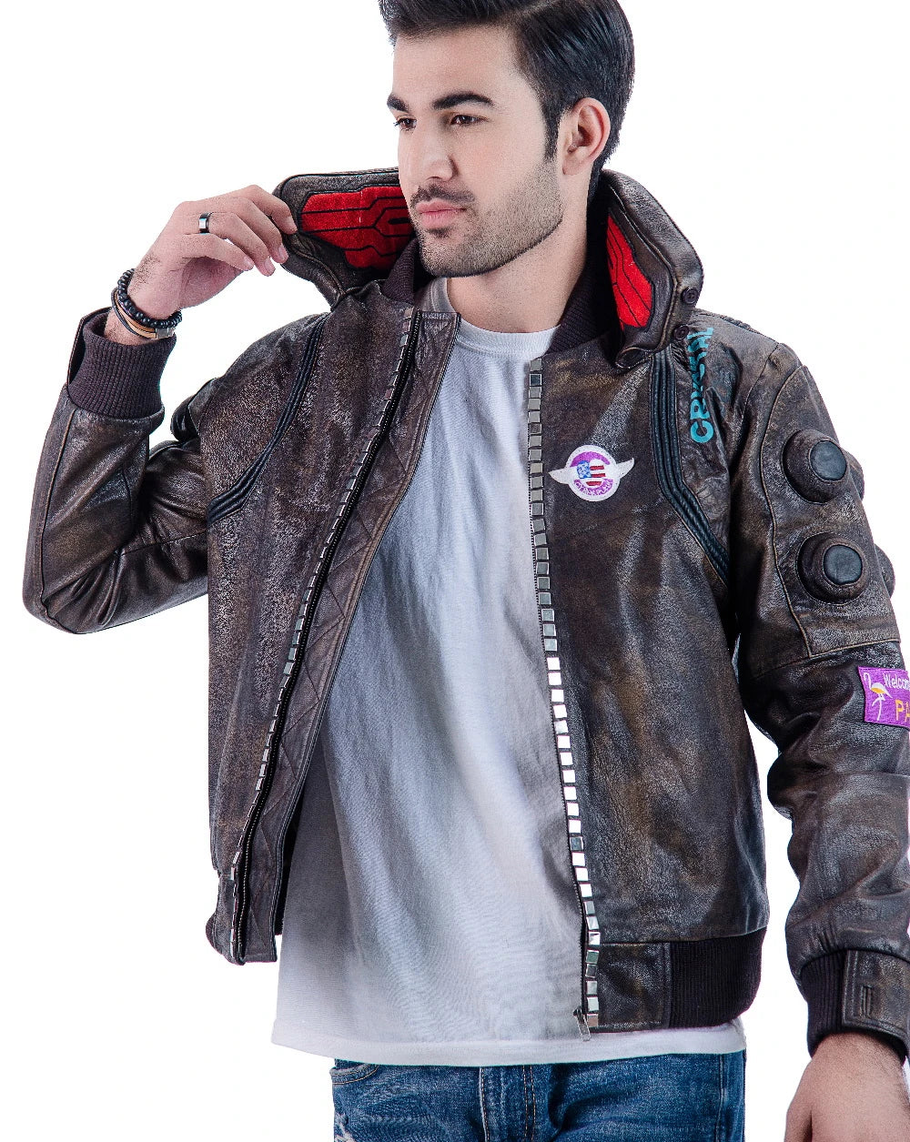 Cyberpunk 2077 Samurai Character V Light-up Real Leather Jacket