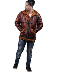 RAF British Flying Aviator Shearling Bomber Brown Jacket