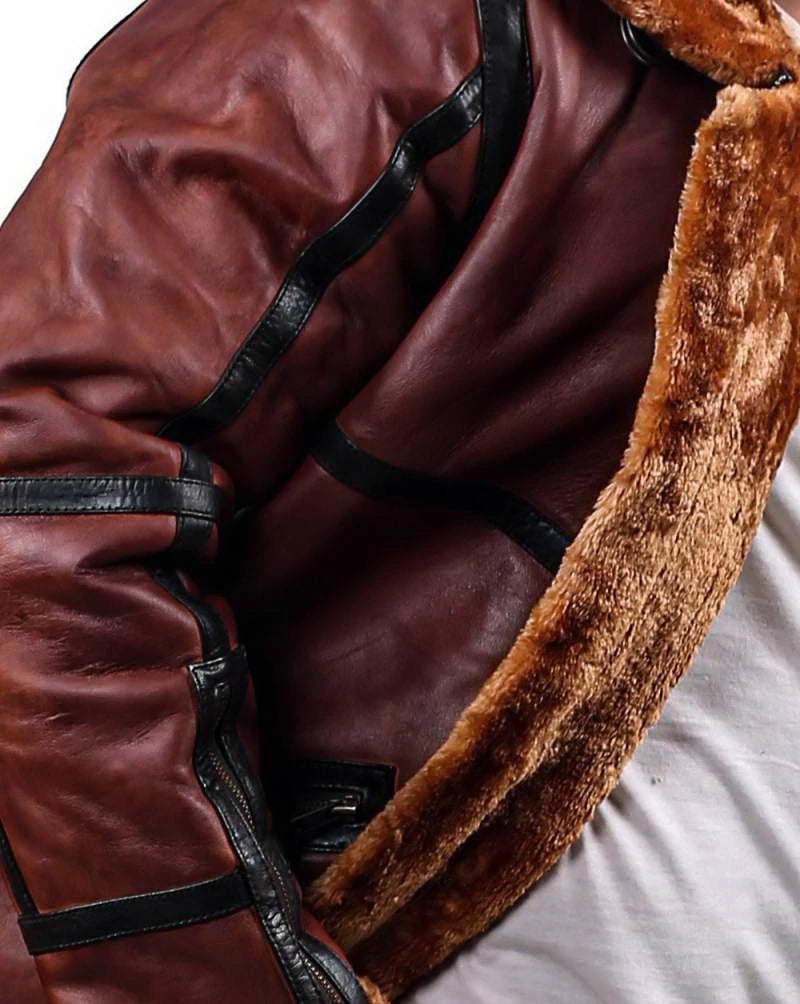 RAF British Flying Viator Shearling Bomber Brown Jacket