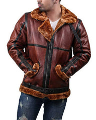 RAF British Flying Aviator Shearling Bomber Brown Jacket