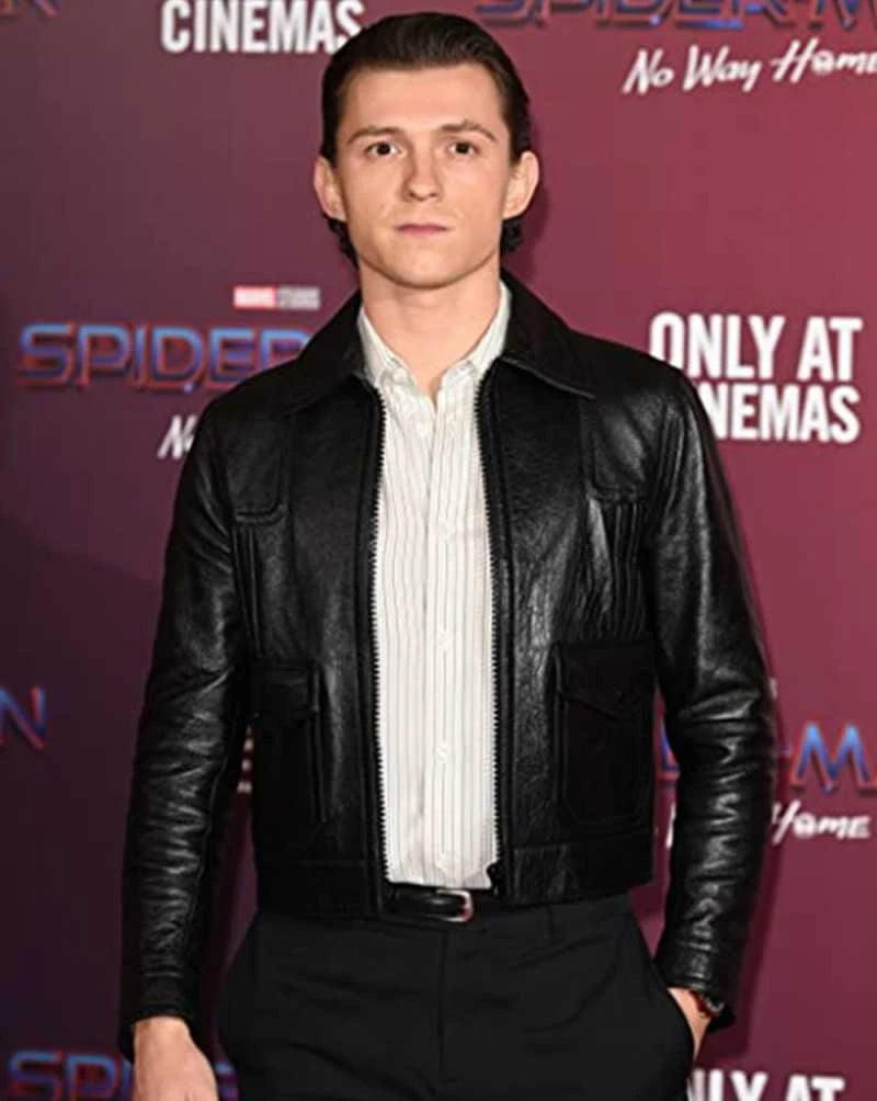 Tom Holland's Classic Black Biker Jacket