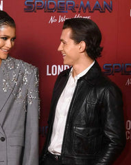 Tom Holland's Classic Black Biker Jacket