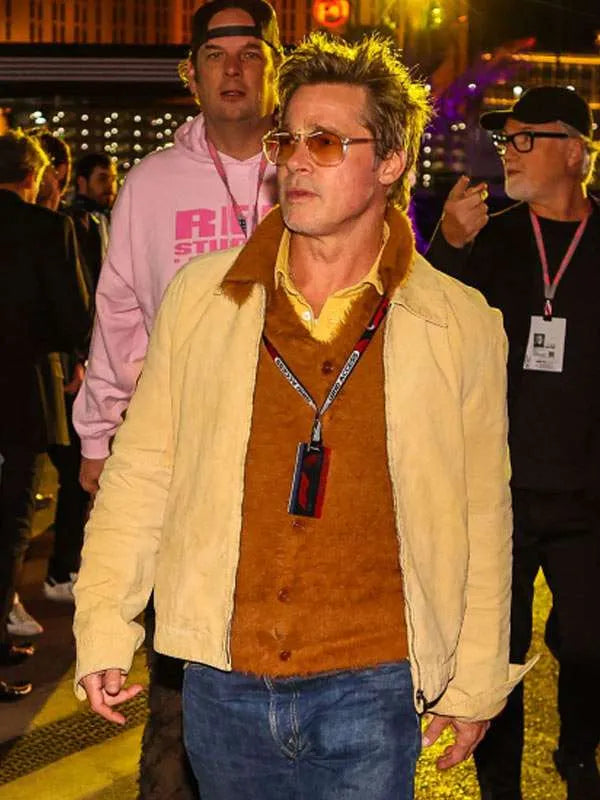 Men's Brad Pitt F1 Movie Premiere Yellow Cotton Jacket