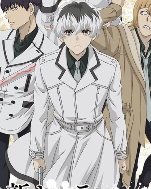 Tokyo Ghoul Ken Kaneki White Real Leather Trench Coat