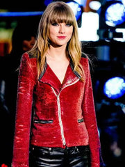 Women's Taylor Swift Red Sequin Biker Jacket