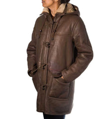 Women's Brown Ginger Leather Long Coat