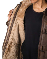 Women's Brown Ginger Leather Long Coat