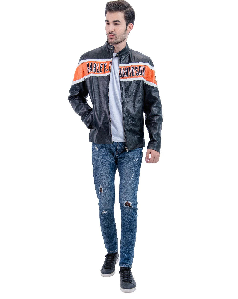 Victory Lane Black Leather Racer Jacket