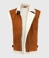 Women’s Light Brown Shearling Leather Vest