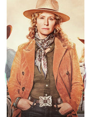 Women's Ride 2023 Nancy Travis Brown Suede Leather Mid Length Coat